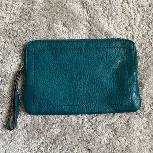 Old Navy teal faux leather wristlet